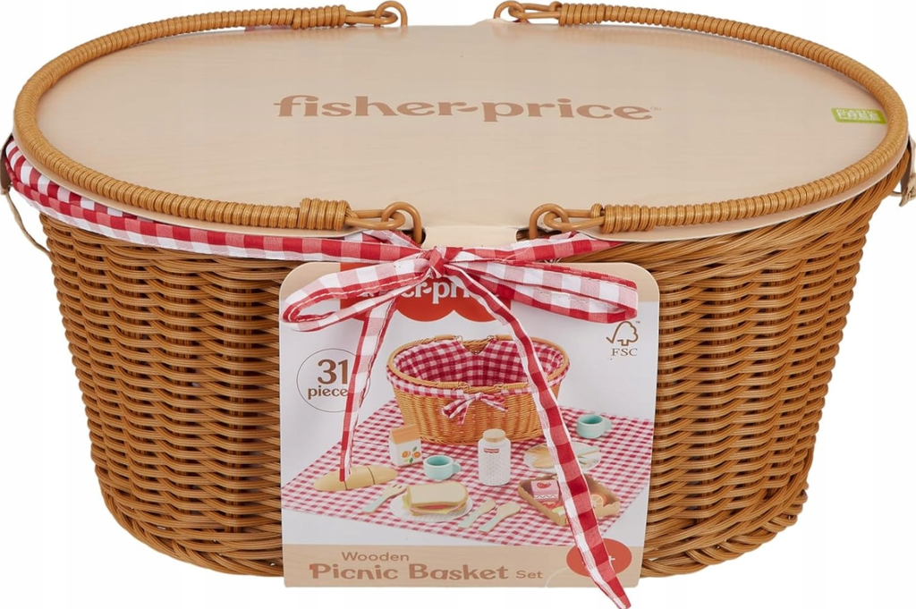 Fisher-Price Juego de Cesta de Picnic de Madera 3a+