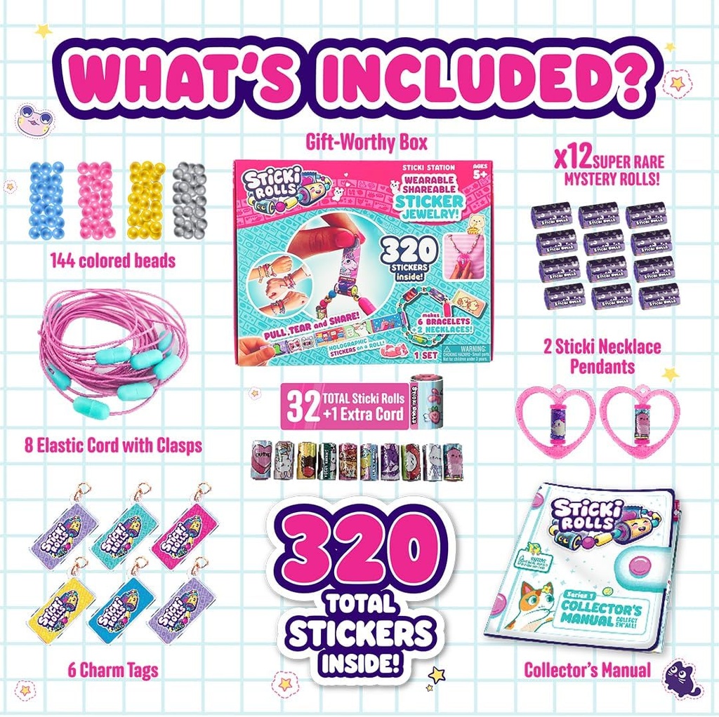 Pulseras y Collar con 320 Stickers 5a+ ( Sticki Rolls)