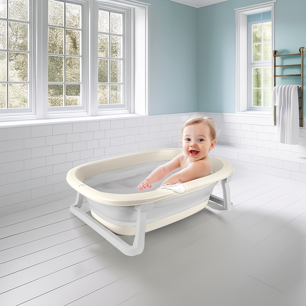 Bañera Plegable Para Bebé  Portatil Beige 6m+