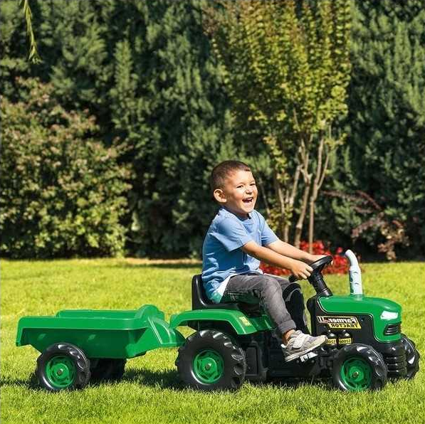 Tractor Verde de Pedal con Carreta  3a+