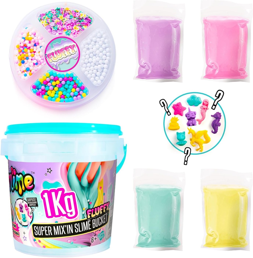 Balde de Super Slime de 1 kilo con Chispas (Surtido de 3) 6a+ ( Se venden por separado)