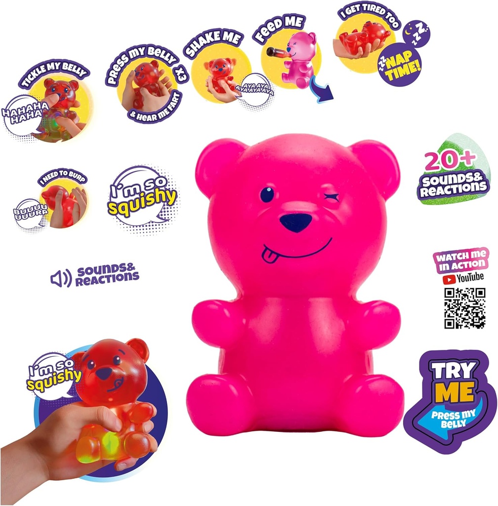 Muñecos de Goma con Sonidos y Reacciones 4a+ (Rosado)