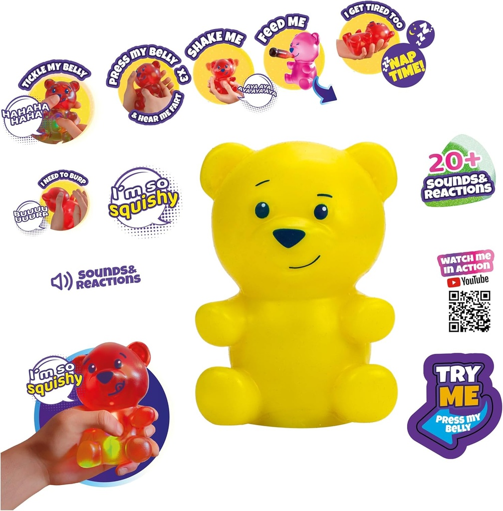 Muñecos de Goma con Sonidos y Reacciones 4a+ (Amarillo)