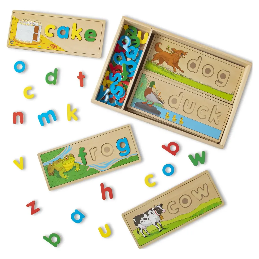 Juego Figuras y Letras de Madera Mira y Deletrea 4a+(12940)