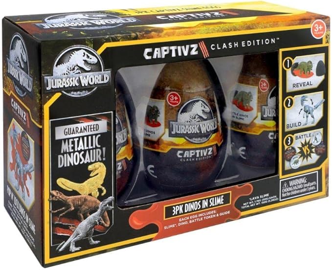 Huevo Sorpresa Captivz Clash Edition C/Slime Jurassic World Set de 3 3a+