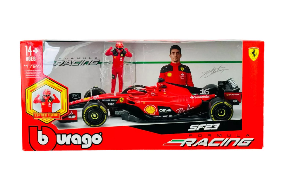 Carro Formula 1 Ferrar SF-23 Leclerc  Esc 1/24 con Figura 14a+ (268092)