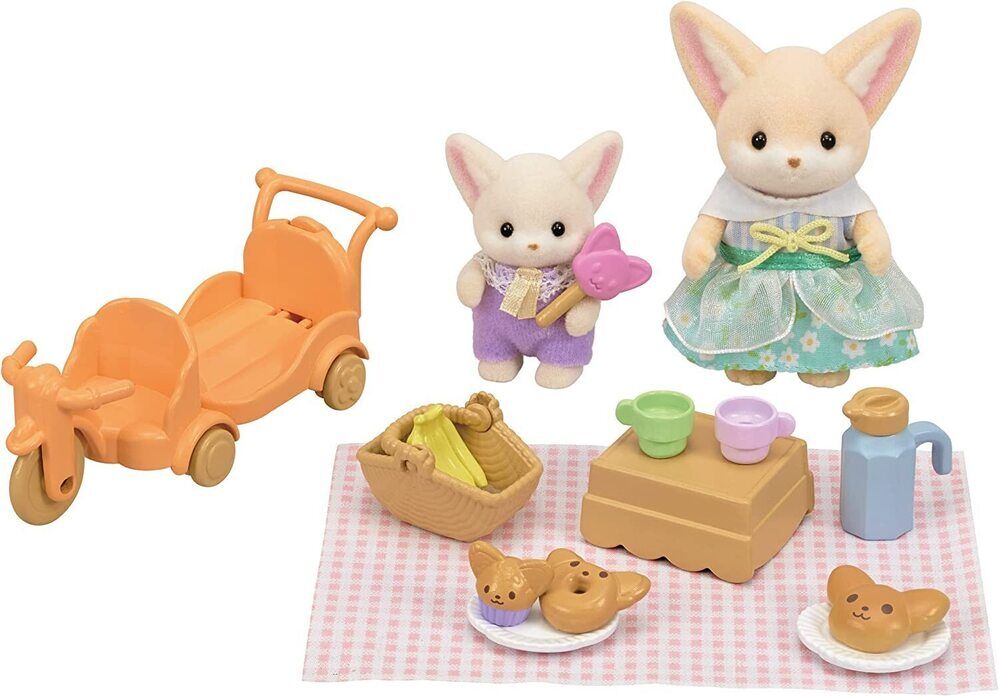 Familias Sylvanian Juego de Picnic Fennec Fox Hermana y Bebé 3a+