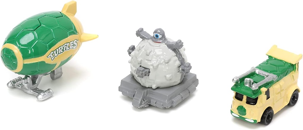 Carros Nano de Tortugas Ninja Hollywood Rides 4cm Set de 3 3a+