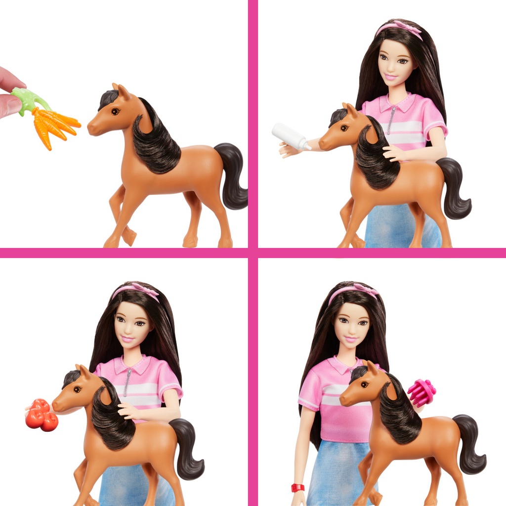 Muñeca Barbie Renee Set de Cuidado de Caballito 3a+