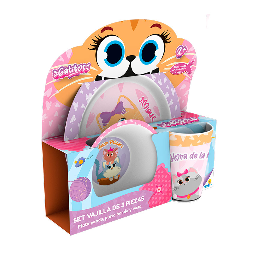 Set de Vajilla de 3 Pzs de Gatos 2a+