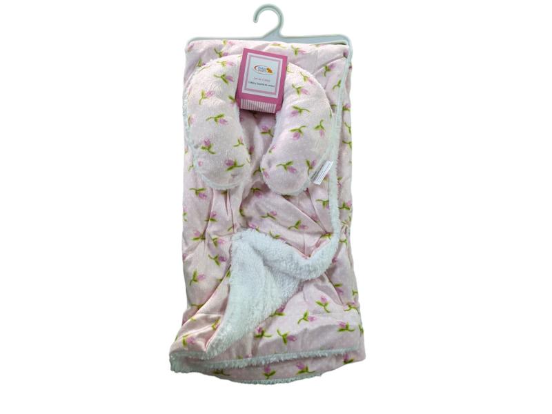 Baby Basics Cobija y Soporte de Cabeza Estampado Capullos de Rosa