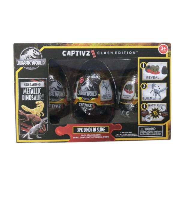 Huevo Sorpresa Captivz Clash Edition C/Slime Jurassic World Set de 3 3a+