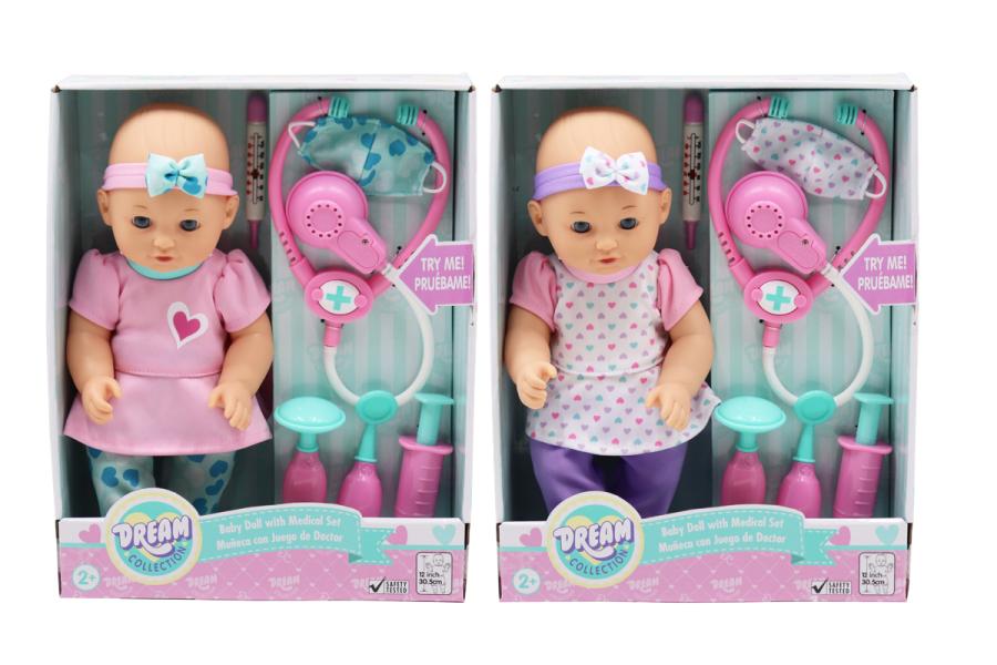 Bebé con Accesorios de Doctor 30.5cm Surtido de 2 ( Se venden por separado) Dream Collection 2a+