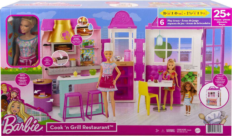 Muñeca Barbie Restaurante Cook ´n Grill 30pzs+ 3a+