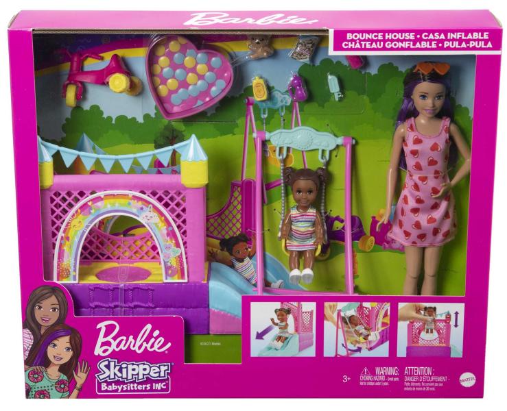 Barbie Muñeca Skipper Niñera Bounce House 3a+