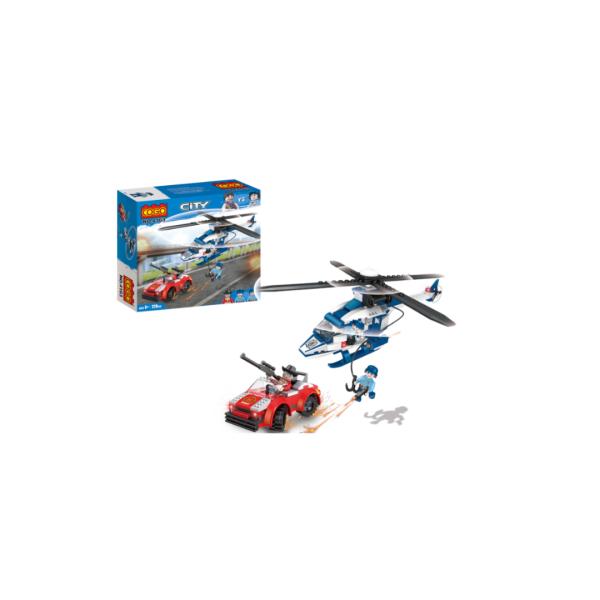 Helicóptero y Carro Policial de Armar 229 pzs 6a+