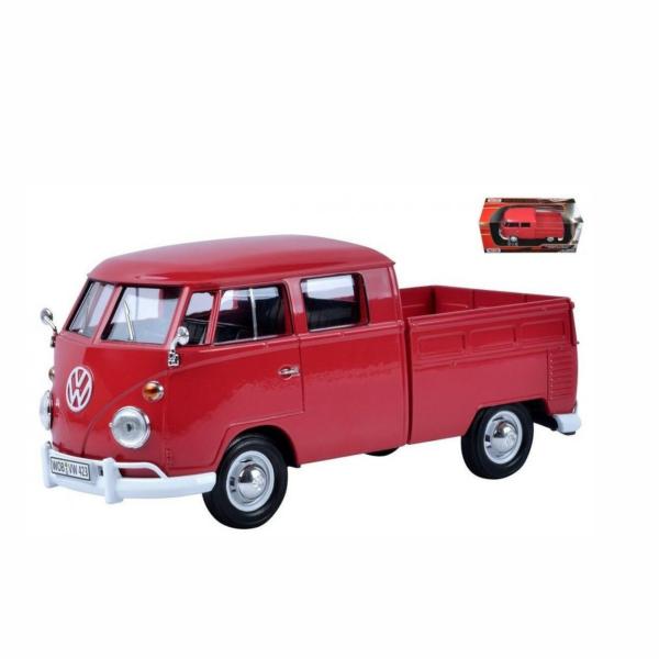 Carro Volkswagen Doble Cabina con Pickup color Rojo Exc:1:24  3a+