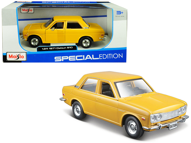 Carro  Datsun 510 Amarillo 1971 Esc:1:24 3a+