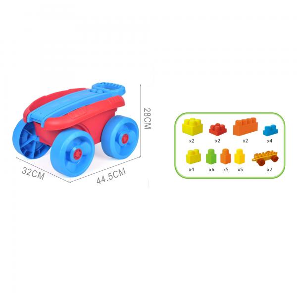 Carrito de Jalar con Bloques de Construccion Rojo 32pzs 3a+ (439879)