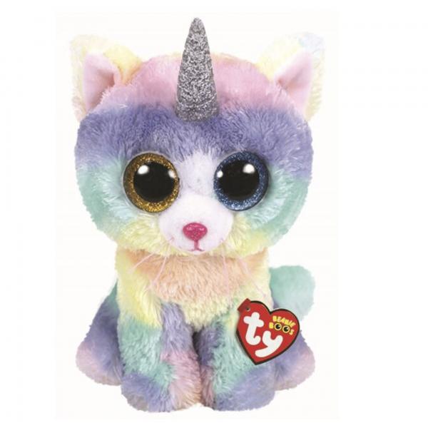 Peluche Beanie Boos Mediano Gato Unicornio Heather 3a+