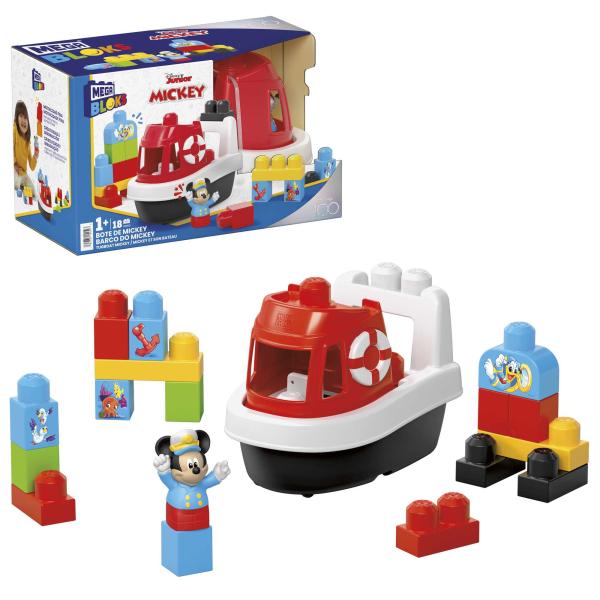 Fisher-Price Mega Blocks Bote de Mickey 18Pzs 1a+