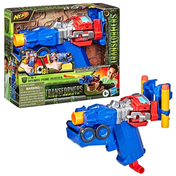Lanzador Nerf 2en1 de Transformers Optimus Prime Blaster 6a+