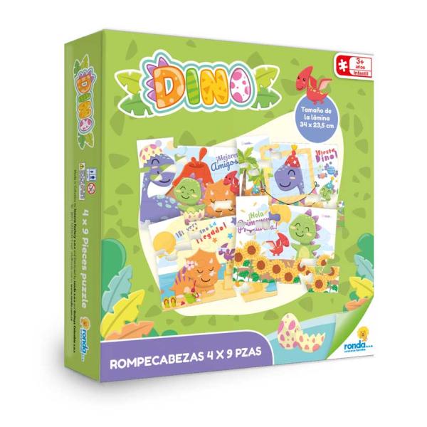 Rompecabezas  Dinosaurios Set/4 de 9 Pzs 3a+