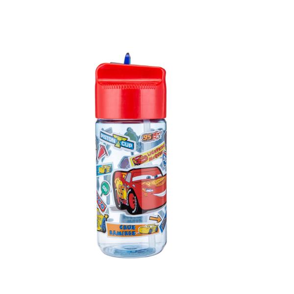 Botella Cars con Tapa y Pajilla 430ml