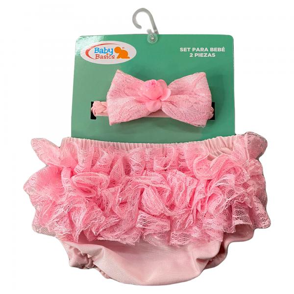 Baby Basics Calzón Bombacho con Vincha para Bebé Unitalla Rosado