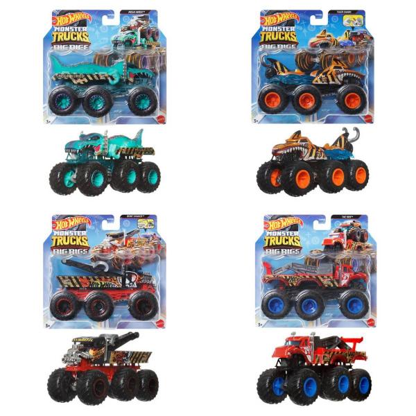 HW Monster Trucks Surtido Camiones Remolque Escala 1:64