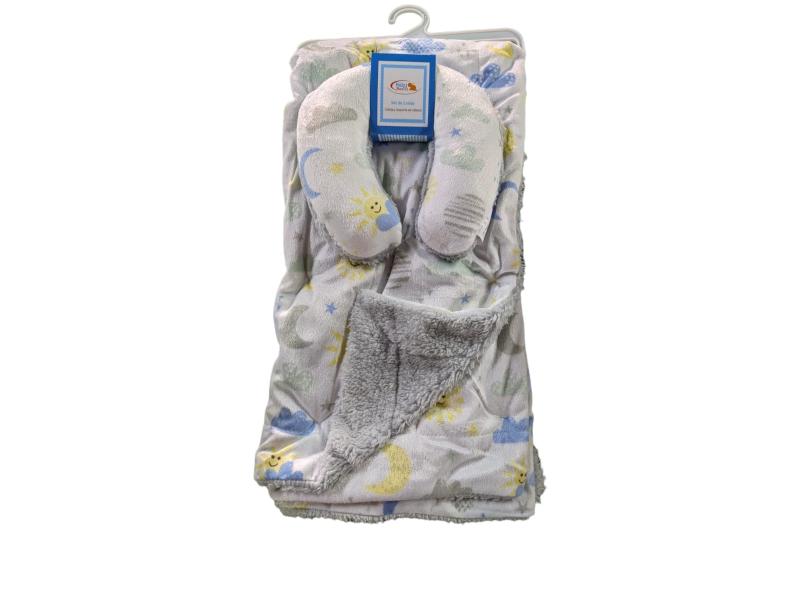 Cobija y Soprte de Cabeza Estampado Sol y Luna.