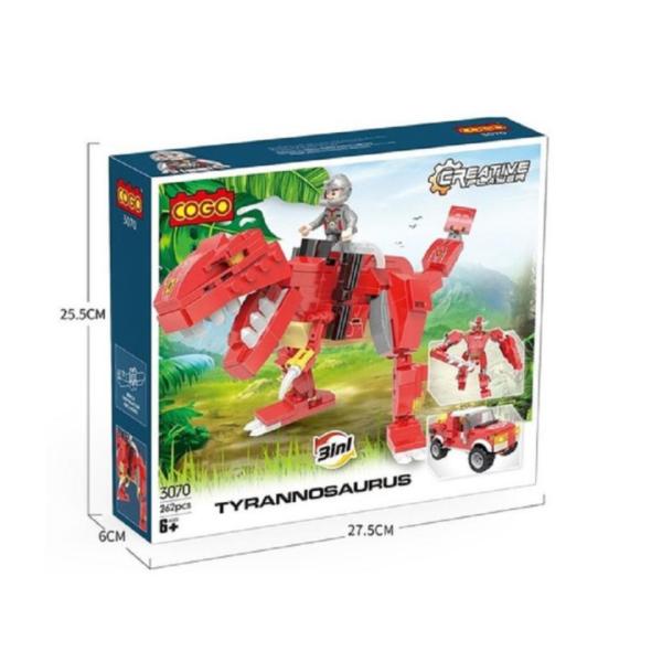 Tiranosaurio Rex y Carro Armable 2 en 1 262pzs 6a+