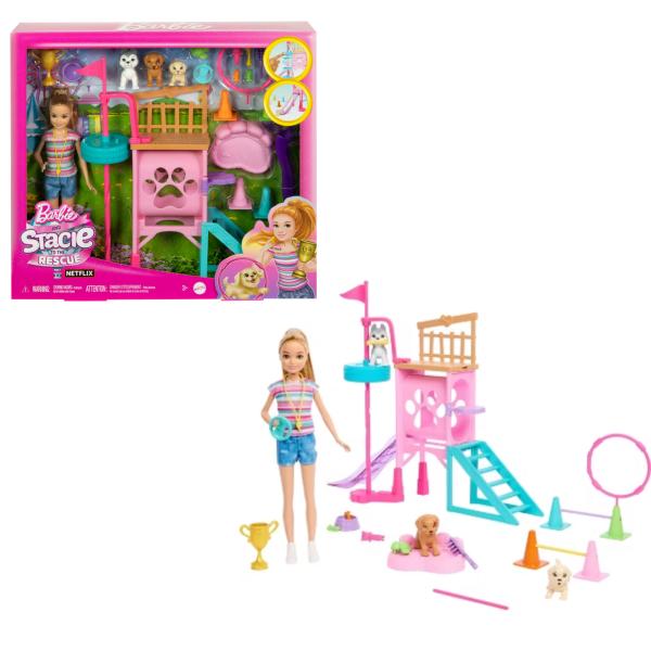Muñeca Barbie Stacie al Rescate Set de Juegos con Cachorros 3a+
