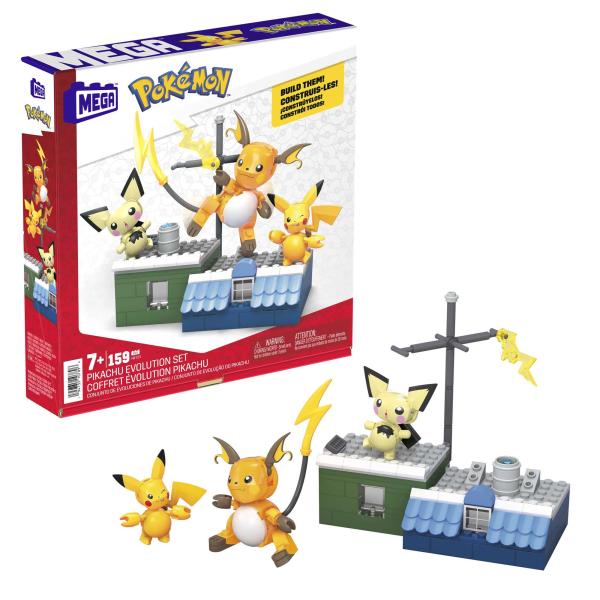 Mega Block Pokémon Conjunto de evoluciones de Pikachu 159Pzs 7a+