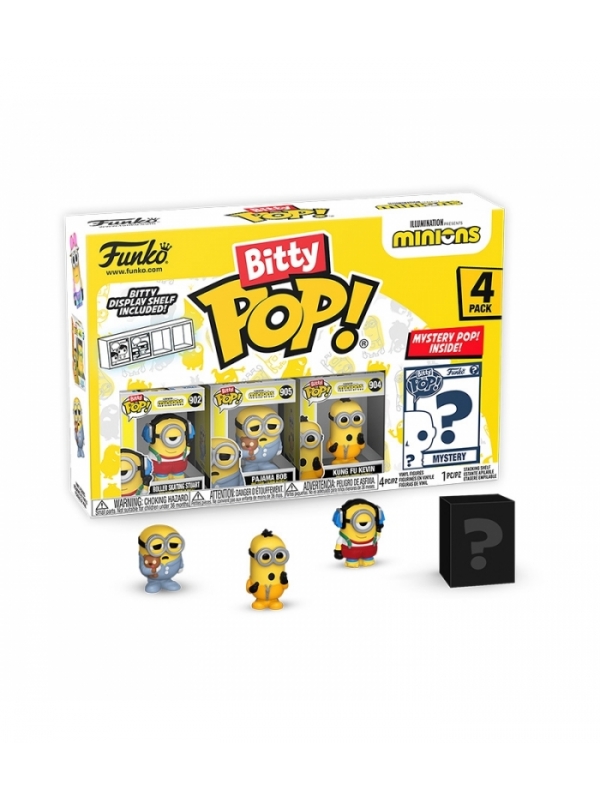 Set/4 Figuritas Funko Bitty Pop! Minions Roller Skating Stuar 3a+