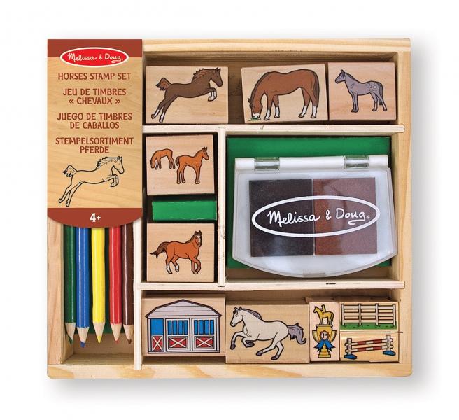 Juego Sellos Caballlos de Madera 4a+