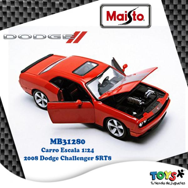 Carro 1:24 2008 Dodge Challenger SRT8 Anaranjado 3a+