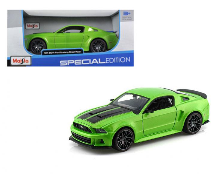Carro Ford Mustang Street Racer Verde Metálico Esc: 1:24  3a+