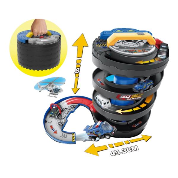 Pista de Carros Portátil en Forma de Espiral c/ 2 Carros de  Policia 3a+ (447980)