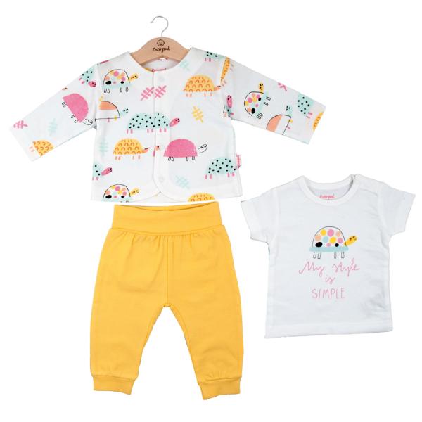 Conjunto de 3 Piezas Manga Larga de Tortugas Amarillo Niña 6m (609501)