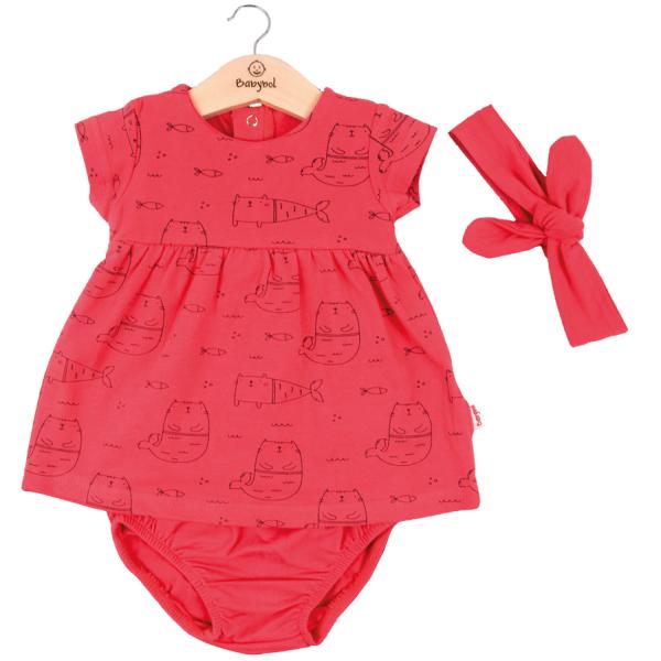 Vestido + Braga + Cinta Peces Color  Salmón 9m (611191)