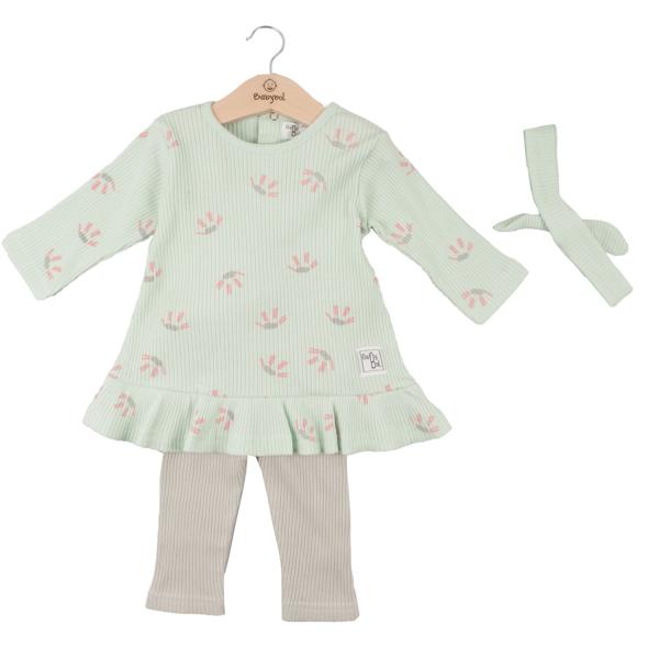 Conjunto de 2 Piezas + Cinta Blusa manga larga con  Licra Verde Agua 9m (616325)