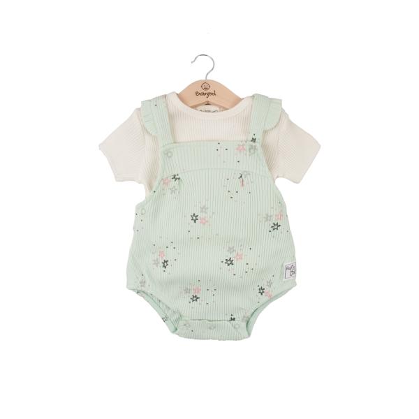 Conjunto de 2 Piezas Overol de Estrellas Verde Agua 6m (616783)