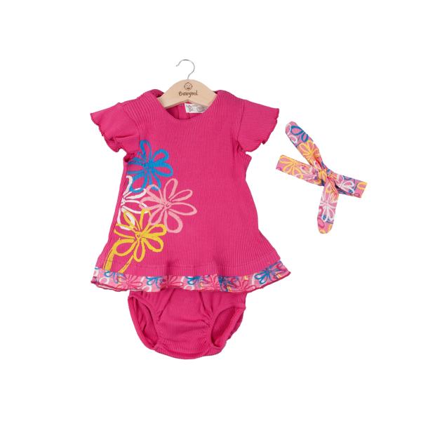 Vestido + Braga + Cinta Fucsia C/ Flores 6m (633599)