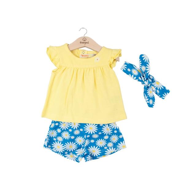 Conjunto de 2 Piezas + Cinta Blusa y Short verde C/ Celeste 6m (633995)