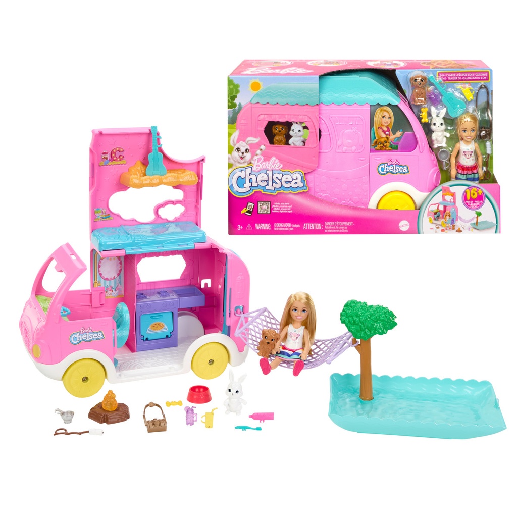 Barbie Chelsea Con Trailer de Acampamento 2en1 3a+