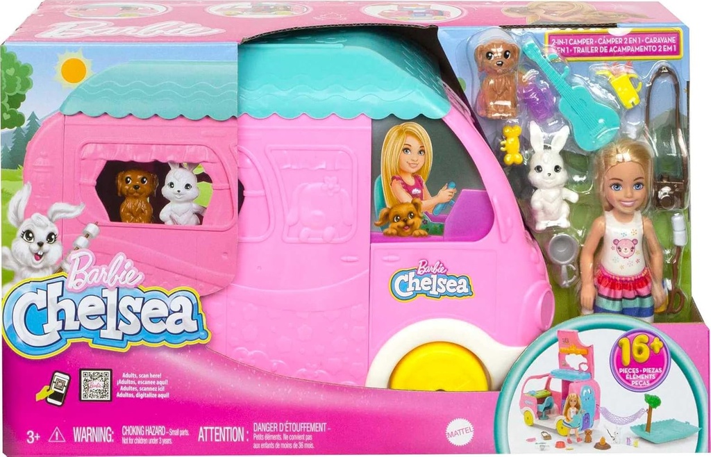 Barbie Chelsea con Trailer de Acampar 2en1 3a+