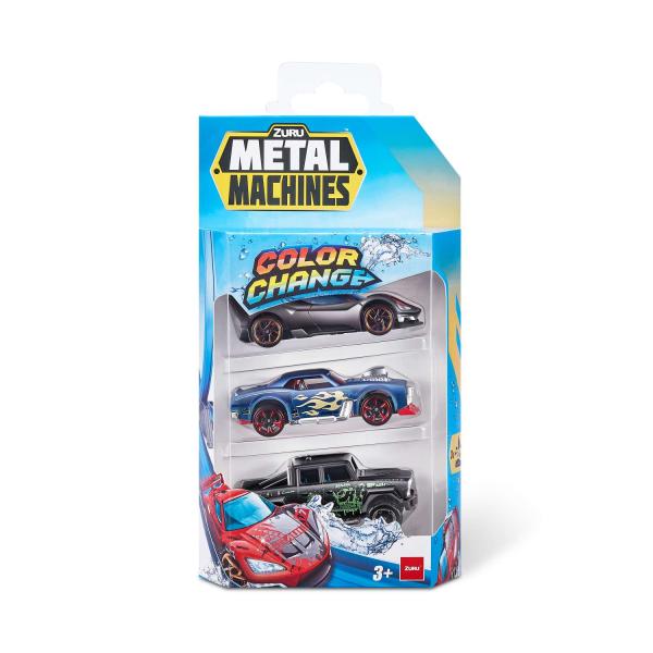 Carritos Metal Machines Color Change en Set de 3 3a+ ( Surtido de 2 Se venden por Separado )