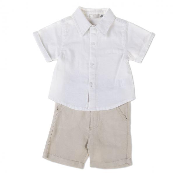 Camisa Blanca de Botones C/Pantalón Corto 24m