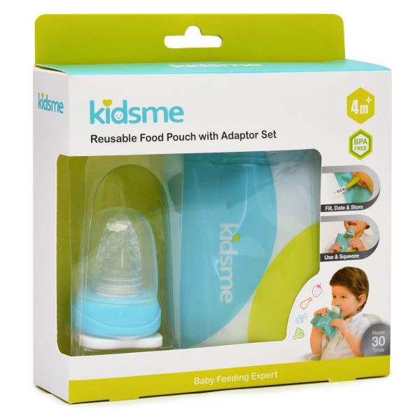 Baby Basics Bolsita de Alimentos Reutilizable Azul para Bebé con Adaptador 4m+